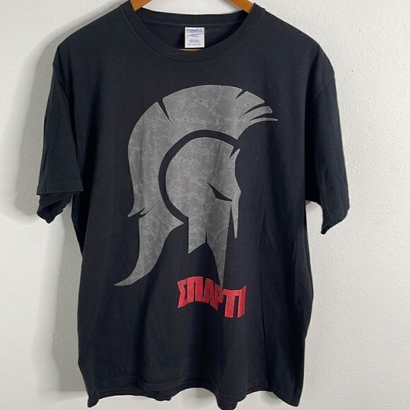 Port & Co. Spartan warrior T-shirt. Size XL. Wording reads warrior in Ukrainian. - Picture 1 of 5